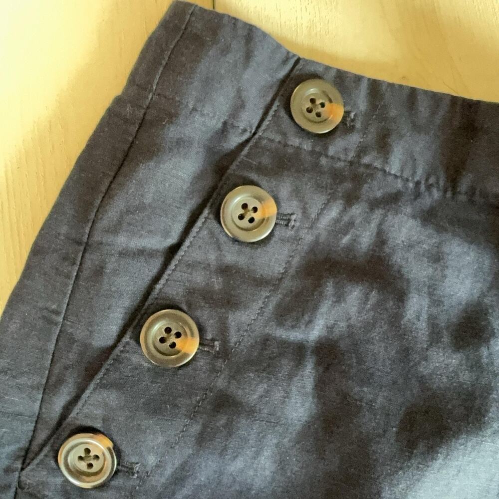 Ann Taylor Pants Womens 8 Blue Linen Cropped Wide Leg Sailor Buttons Capri - Picture 5 of 11
